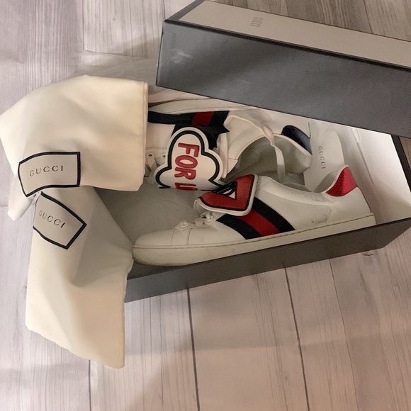 🤍❤️🤍❤️🤍💯 % AUTHENTIC GUCCI ACE SNEAKERS SIZE 10 FOR WOMEN/ SIZE 7 FOR MEN / - Picture 11 of 12